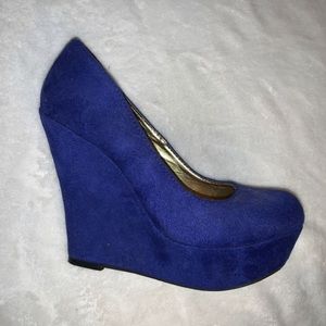 Blue Platform Wedges